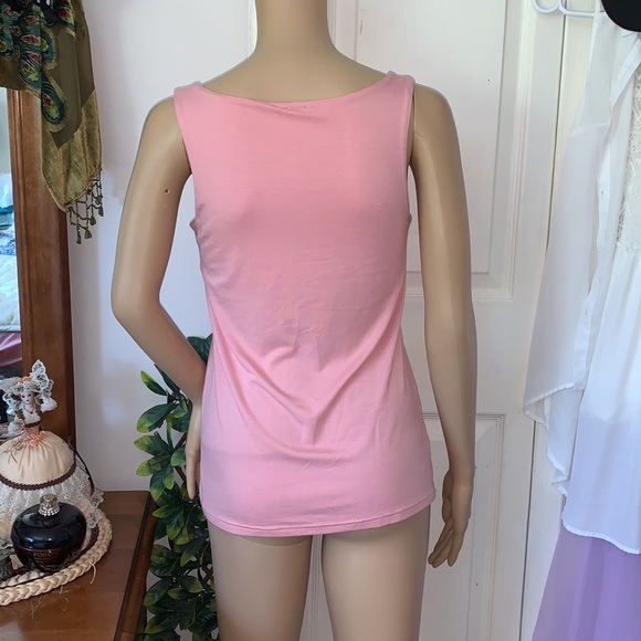 Arianne pink scoop neck built in shelf bra tunic tank top S - Picture 9 of 12